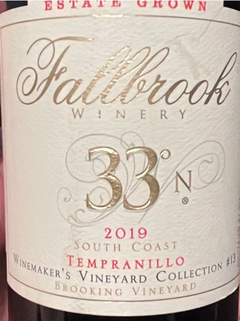 Fallbrook - 33°N Winemaker's Vineyard Collection #13 Tempranillo - 2019