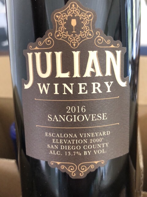 Julian Winery - Escalona Vineyard Sangiovese - 2016