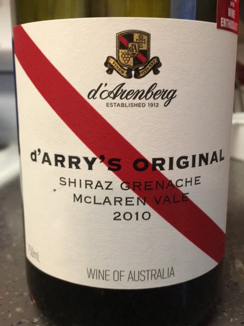 d'Arenberg - d'Arry's Original Shiraz - Grenache - 2010