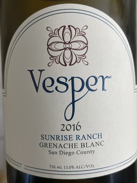 Vesper - Sunrise Ranch Grenache Blanc - 2016