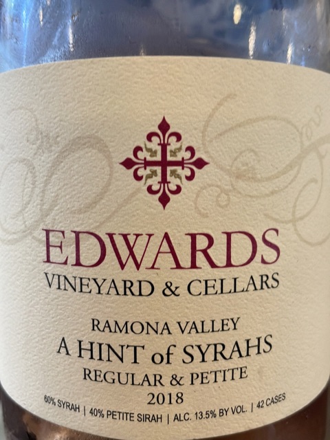 Edwards Vineyard &amp; Cellars - A Hint of Syrahs - 2018