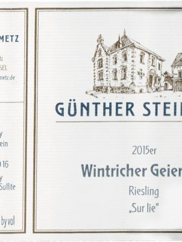 Günther Steinmetz - Wintricher Geierslay Riesling Sur lie - 2015