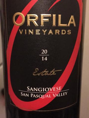 Orfila Vineyards - Estate San Pasqual Valley Sangiovese - 2014