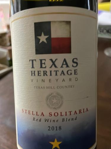 Texas Heritage Vineyard - Stella Solitaria - 2018